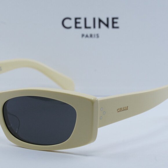 Celine CL40245U 39A Rectangle Sunglasses - Shiny Butter/Smoke - Picture 4 of 13
